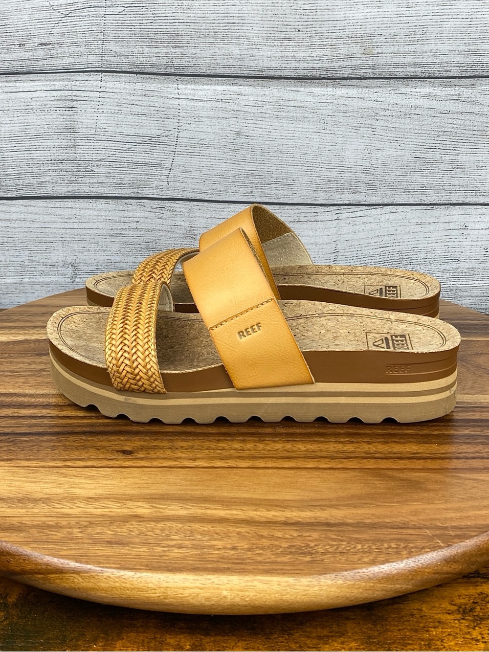 Reef Cushion Hi Vista Natural Braid Women's Arch Support Sandals Size 8